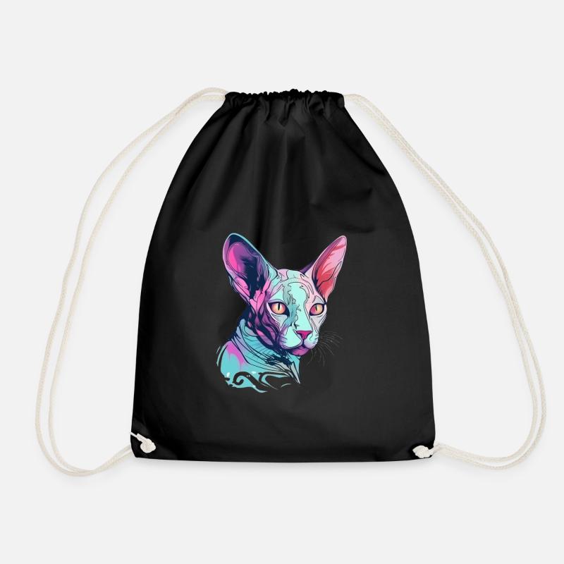 Bunte Sphynx-Katze - Turnbeutel - Schwarz