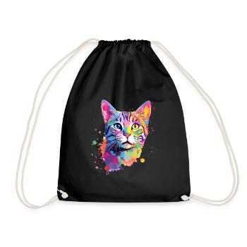 Chat américain coloré à poil court - Sac de sport léger - noir - Devant