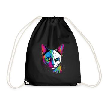Bunte Tonkanese Katze - Turnbeutel - Schwarz - Vorne