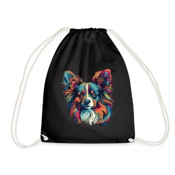 Bunter Papillon Hund Kontinentaler Zwergspaniel - Turnbeutel - Schwarz - Vorne