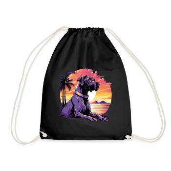 Bunte Deutsche Dogge mit Sonnenbrille - Turnbeutel - Schwarz - Vorne
