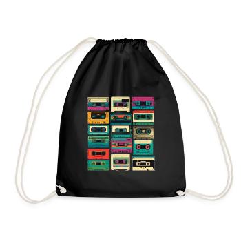 Music cassette retro - Drawstring Bag - black - Front