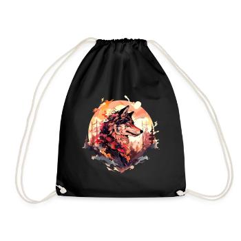 Wolf Wolf’s Head Nature Wilderness Forest Trees Art - Sac de sport léger - noir - Devant