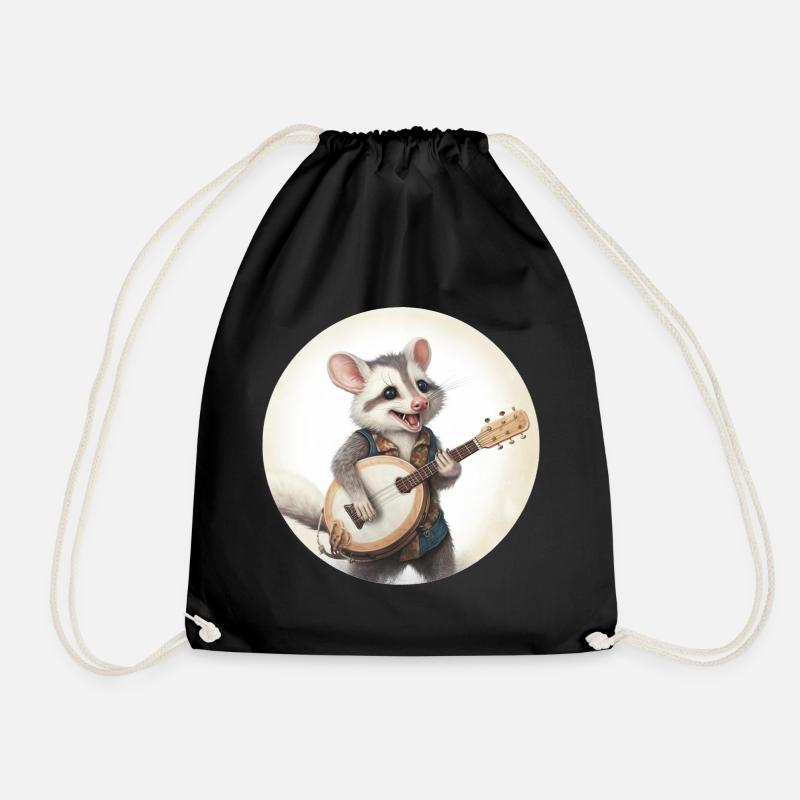 Opossum spielt Banjo - Turnbeutel - Schwarz
