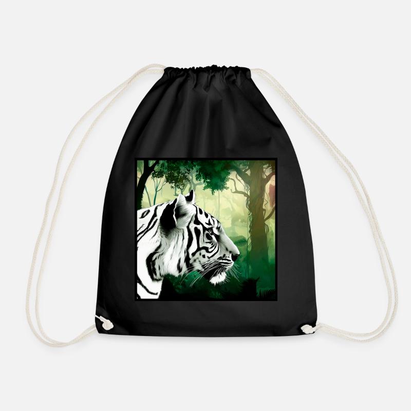 Weißer Tiger - Turnbeutel - Schwarz