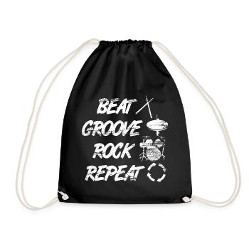 Beat Groove Rock Repeat - Turnbeutel - Schwarz - Vorne