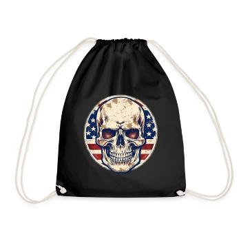 Crâne vintage de drapeau américain - Sac de sport léger - noir - Devant