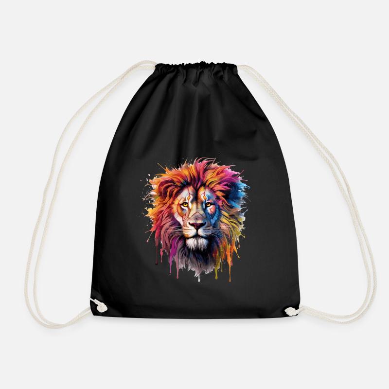 Leo Power Animal - Drawstring Bag - black