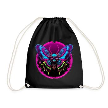 Skull Moth - Drawstring Bag - black - Front