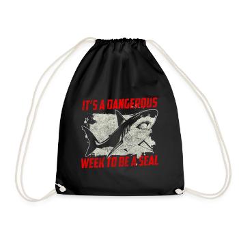 Grand requin blanc aileron dent de requin - Sac de sport léger - noir - Devant