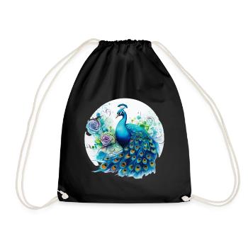 Fleurs de paon Plume de paon exotique coloré coloré - Sac de sport léger - noir - Devant