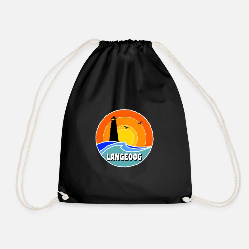 Ostsee Leuchtturm Langeoog - Turnbeutel - Schwarz