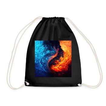 Water And Flame Pattern - Drawstring Bag - black - Front