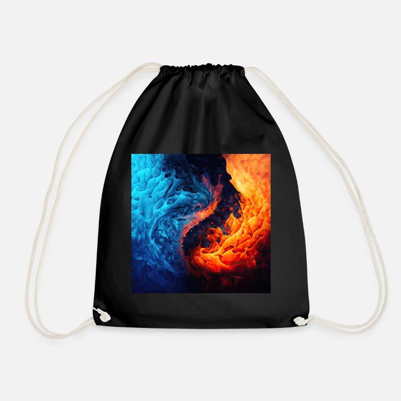 Water And Flame Pattern - Drawstring Bag - black