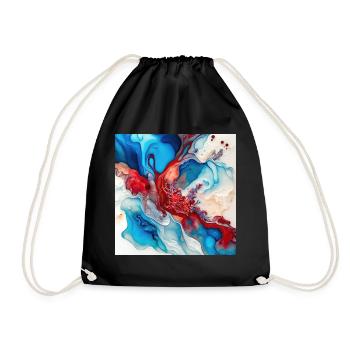 Red White And Blue Paint Swirl Pattern - Drawstring Bag - black - Front