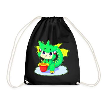 Vilain mignon vert fantaisie dragon - Sac de sport léger - noir - Devant