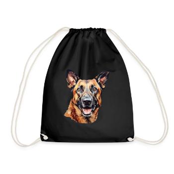 Malinois Dog Face Berger Belge - Sac de sport léger - noir - Devant