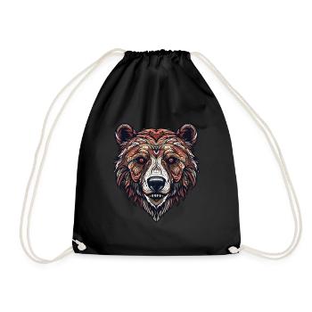 Grizzly Bear Face - Groundbreaking Companion - Drawstring Bag - black - Front