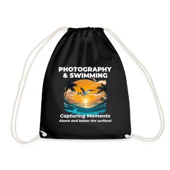 Fotografie und Schwimmen Fotograf Schwimmer - Turnbeutel - Schwarz - Vorne