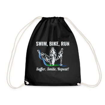 Schwimmen Rad Laufen Triathlon Triathlet Leichtathletik - Turnbeutel - Schwarz - Vorne