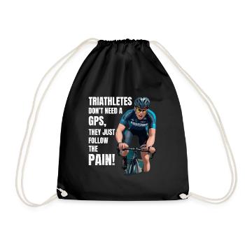 Schwimmen, Radfahren, Laufen, Triathlon, Triathlet, Leichtathletik - Turnbeutel - Schwarz - Vorne