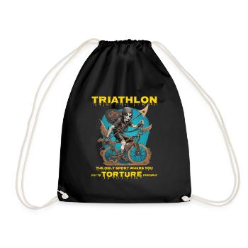 Schwimmen, Radfahren, Laufen, Triathlon, Triathlet, Sensenmann - Turnbeutel - Schwarz - Vorne