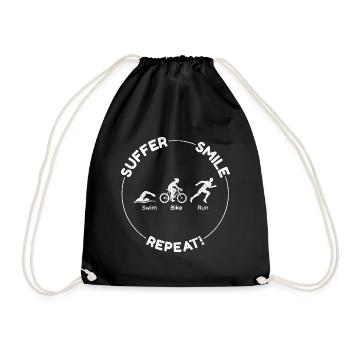 Schwimmen Rad Laufen Triathlon Triathlet Leichtathletik - Turnbeutel - Schwarz - Vorne