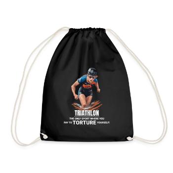 Schwimmen, Radfahren, Laufen, Triathlon, Triathlet, Leichtathletik - Turnbeutel - Schwarz - Vorne