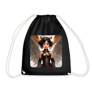 Cute angel with halo - Drawstring Bag - black - Front