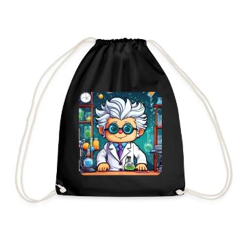 Cute professor with white hair and glasses - Drawstring Bag - black - Front