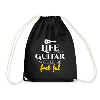 Fret-fully Funny: Celebrating Life with Guitars - Drawstring Bag - black - Front