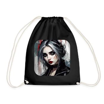 Fille gothique cool aux lèvres rouges - Sac de sport léger - noir - Devant