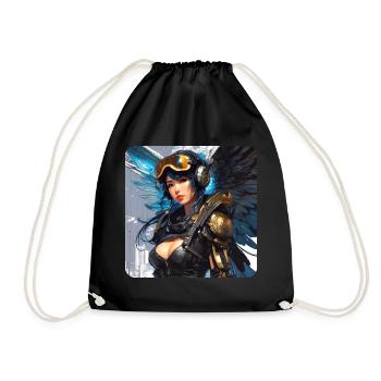 Ange cyberpunk cool avec des écouteurs - Sac de sport léger - noir - Devant