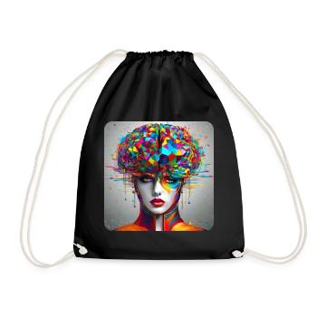 Cooles buntes Psychedelisches Motiv Frau - Turnbeutel - Schwarz - Vorne