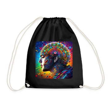 Cooles buntes Psychedelisches Motiv - Turnbeutel - Schwarz - Vorne