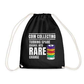 Coin Collecting Collector Numismatic Numismatist - Drawstring Bag - black - Front