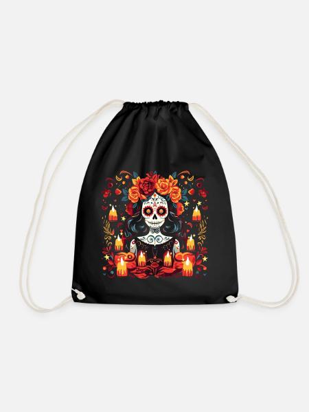 Los Muertos Tag der toten Frau Halloween - Turnbeutel - Schwarz