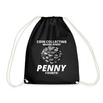 Coin Collecting Collector Numismatic Numismatist - Drawstring Bag - black - Front