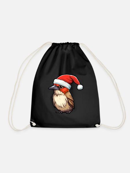 Vogel Weihnachten Vögel Weihnachtsmütze Winter - Turnbeutel - Schwarz