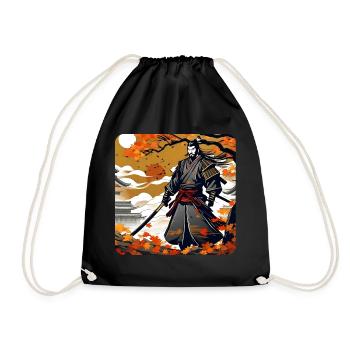 Stolzer Samurai Krieger mit Katana im Herbst - Turnbeutel - Schwarz - Vorne