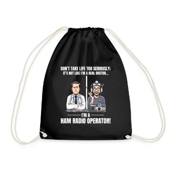 Real Doctor vs Amateur Ham Radio Operator Vintage - Drawstring Bag - black - Front