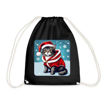Chat mignon en costume de Noël - Sac de sport léger - noir - Devant
