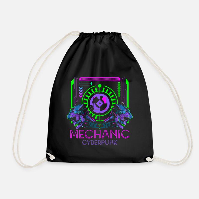 Future Retro Japan Scifi - Drawstring Bag - black