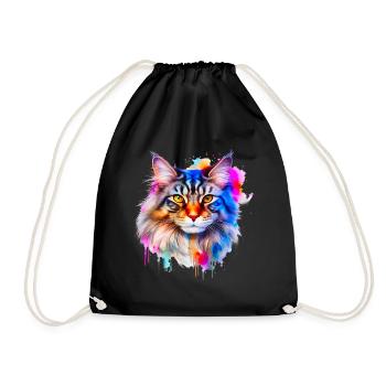 Maine Coon Cat - Drawstring Bag - black - Front