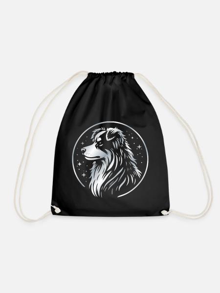 Dream dog Aussie silver - Drawstring Bag - black