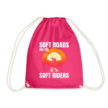 Malerisches Schotterfahren, Sonnenaufgang, weiche Straßen nichts für uns - Turnbeutel - Fuchsia - Vorne