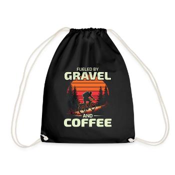 Sunset Gravel Riding: Angetrieben von Schotter und Kaffee - Turnbeutel - Schwarz - Vorne