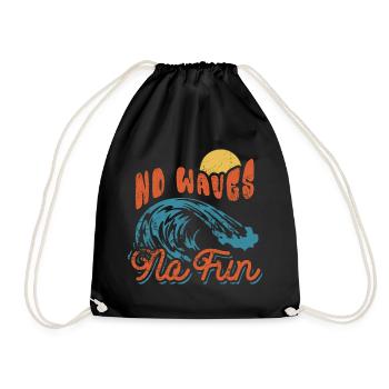 No Waves No Fun - Surfer - Geschenk - Turnbeutel - Schwarz - Vorne