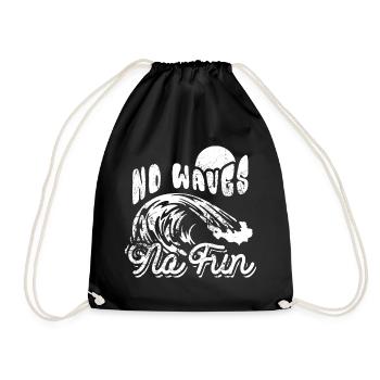 No Waves No Fun - Surfer - Geschenk - Turnbeutel - Schwarz - Vorne