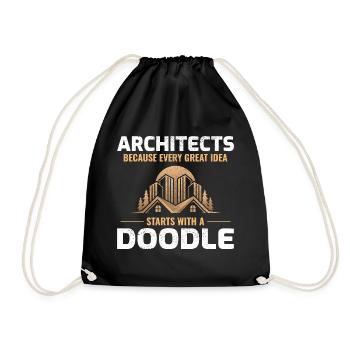Architect Doodles Interior Design Innovation Funny - Drawstring Bag - black - Front
